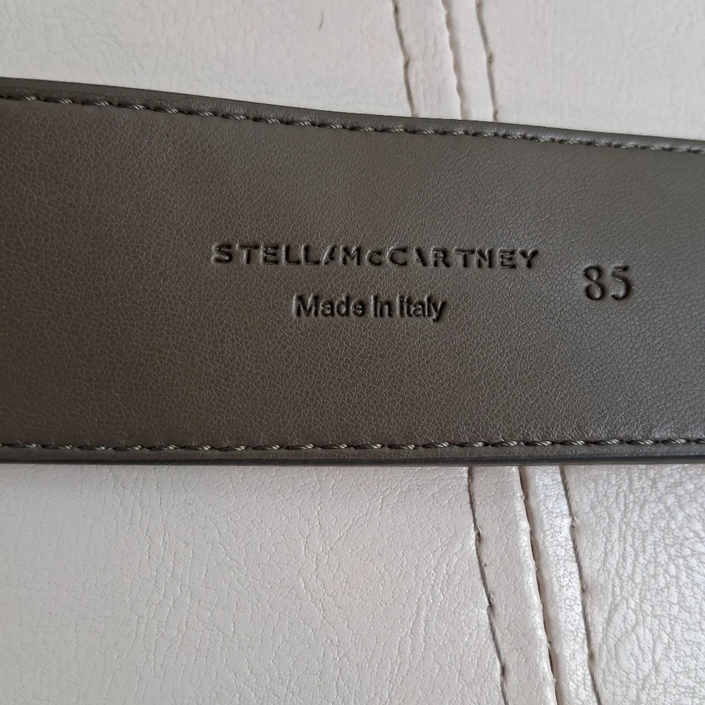 Stella McCartney Eco Monogram Fabric Olive Green and Gold Belt Size 34